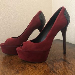Brian Atwood Maroon Python Heels